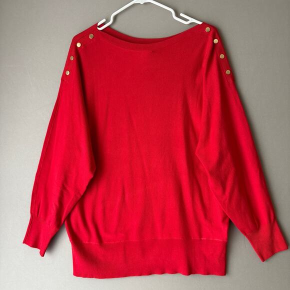JM Collection sz L red gold button‎ sweater - Picture 1 of 9